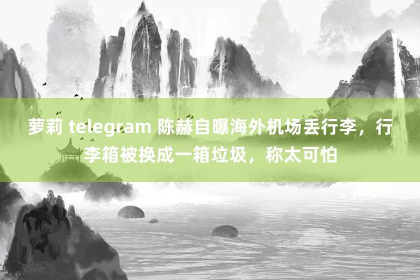 萝莉 telegram 陈赫自曝海外机场丢行李，行李箱被换成一箱垃圾，称太可怕