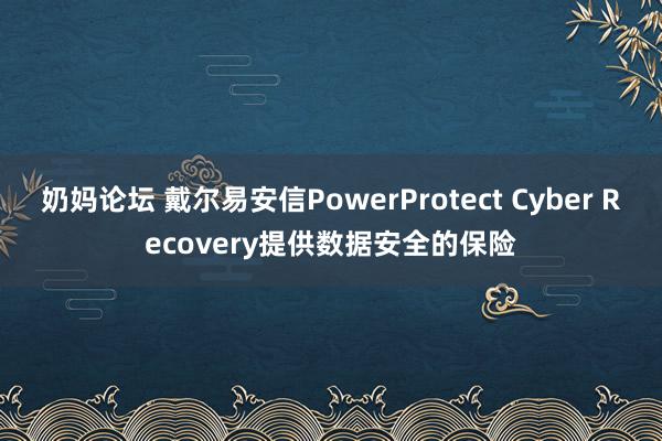 奶妈论坛 戴尔易安信PowerProtect Cyber Recovery提供数据安全的保险