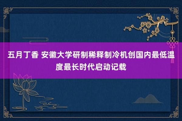 五月丁香 安徽大学研制稀释制冷机创国内最低温度最长时代启动记载