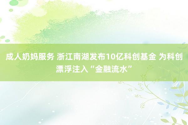 成人奶妈服务 浙江南湖发布10亿科创基金 为科创漂浮注入“金融流水”