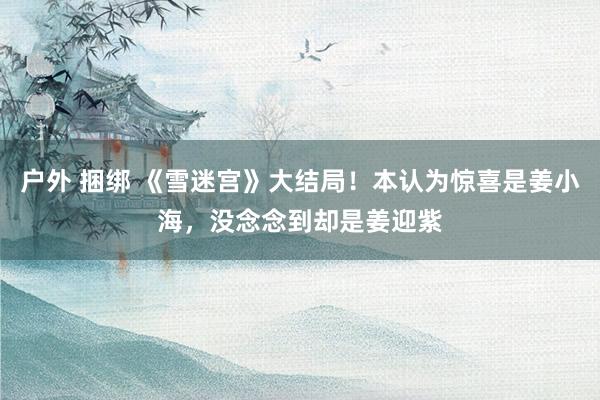 户外 捆绑 《雪迷宫》大结局！本认为惊喜是姜小海，没念念到却是姜迎紫