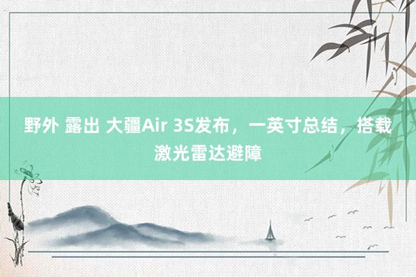 野外 露出 大疆Air 3S发布，一英寸总结，搭载激光雷达避障