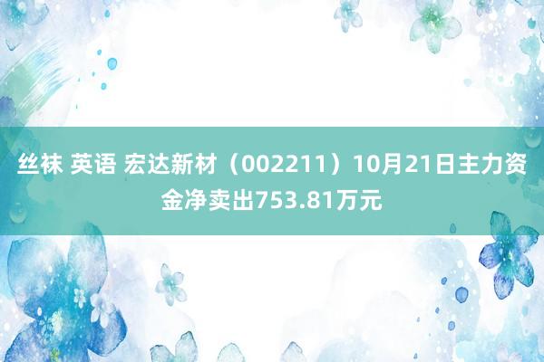 丝袜 英语 宏达新材（002211）10月21日主力资金净卖出753.81万元