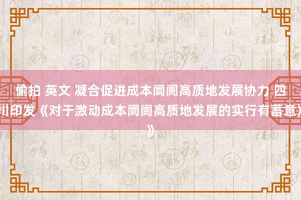 偷拍 英文 凝合促进成本阛阓高质地发展协力 四川印发《对于激动成本阛阓高质地发展的实行有蓄意》