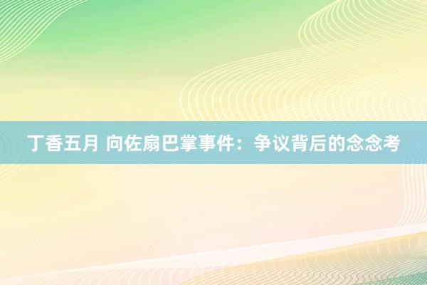 丁香五月 向佐扇巴掌事件：争议背后的念念考