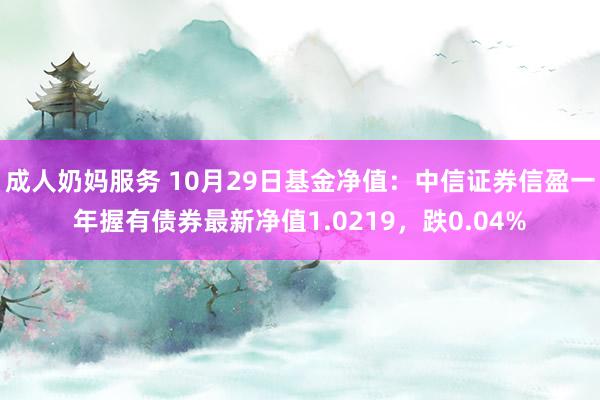 成人奶妈服务 10月29日基金净值：中信证券信盈一年握有债券最新净值1.0219，跌0.04%