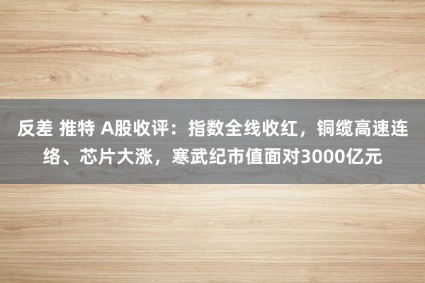 反差 推特 A股收评：指数全线收红，铜缆高速连络、芯片大涨，寒武纪市值面对3000亿元