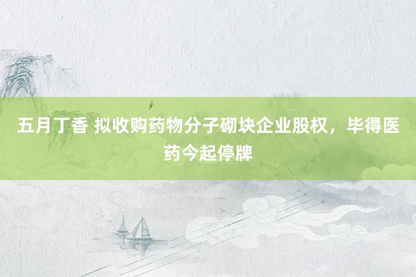 五月丁香 拟收购药物分子砌块企业股权，毕得医药今起停牌