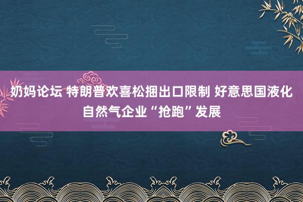 奶妈论坛 特朗普欢喜松捆出口限制 好意思国液化自然气企业“抢跑”发展