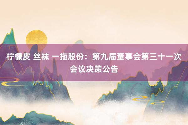 柠檬皮 丝袜 一拖股份：第九届董事会第三十一次会议决策公告